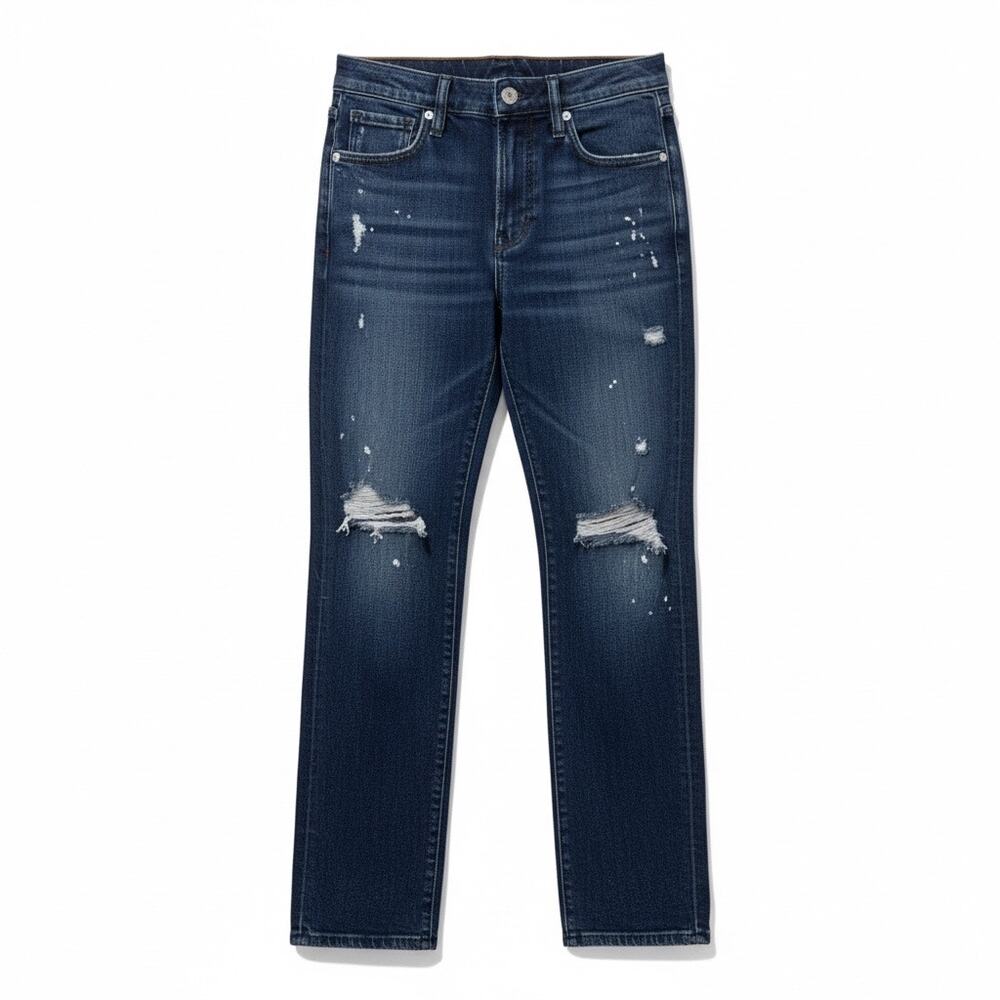 GAP 1969 Paint Splatter Jeans Mid Rise Distressed Straight Dark Wash Denim 27